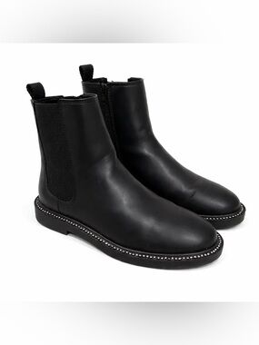 ZARA Black Chelsea Ankle Boots Studded Sole Zip Kids Size US 2 EU 33